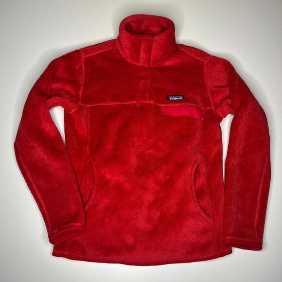 Patagonia Women’s Red Polartec Thermal Pro Fleece Pullover Jacket Size M - Picture 1 of 11